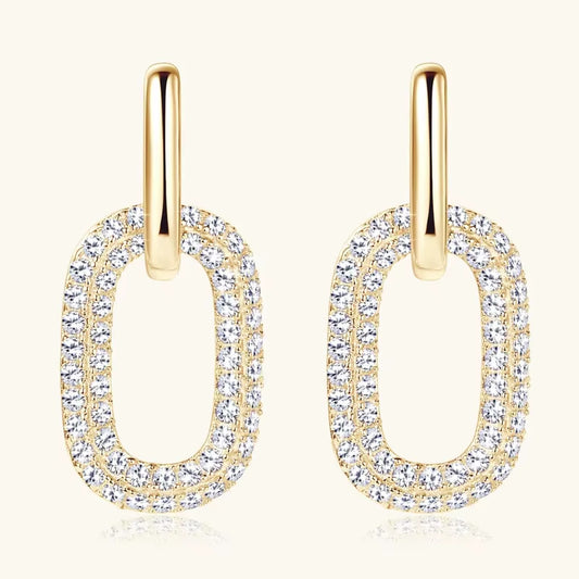 14K Gold Plated Moissanite Drop Earrings 925 Sterling Silver Paperclip Dangle Hoops Earrings for Women Trendy Jewelry