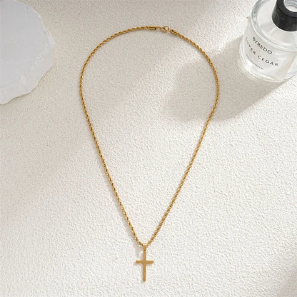 2024 New Cross Pendant Necklace for Men Women Minimalist Gold Color Jewelry Male Female Necklaces Chokers Gifts