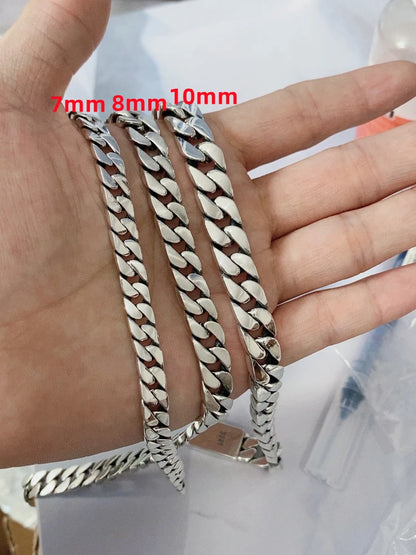 100% S925 Sterling Silver Bracelet 8MM Punk S925 Silver Jewelry Never Fade Carry Certificate Men Women Jewelry Gifts