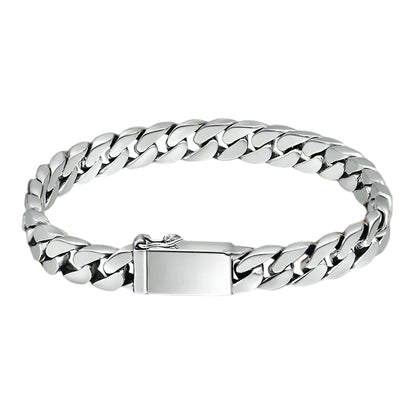 100% S925 Sterling Silver Bracelet 8MM Punk S925 Silver Jewelry Never Fade Carry Certificate Men Women Jewelry Gifts