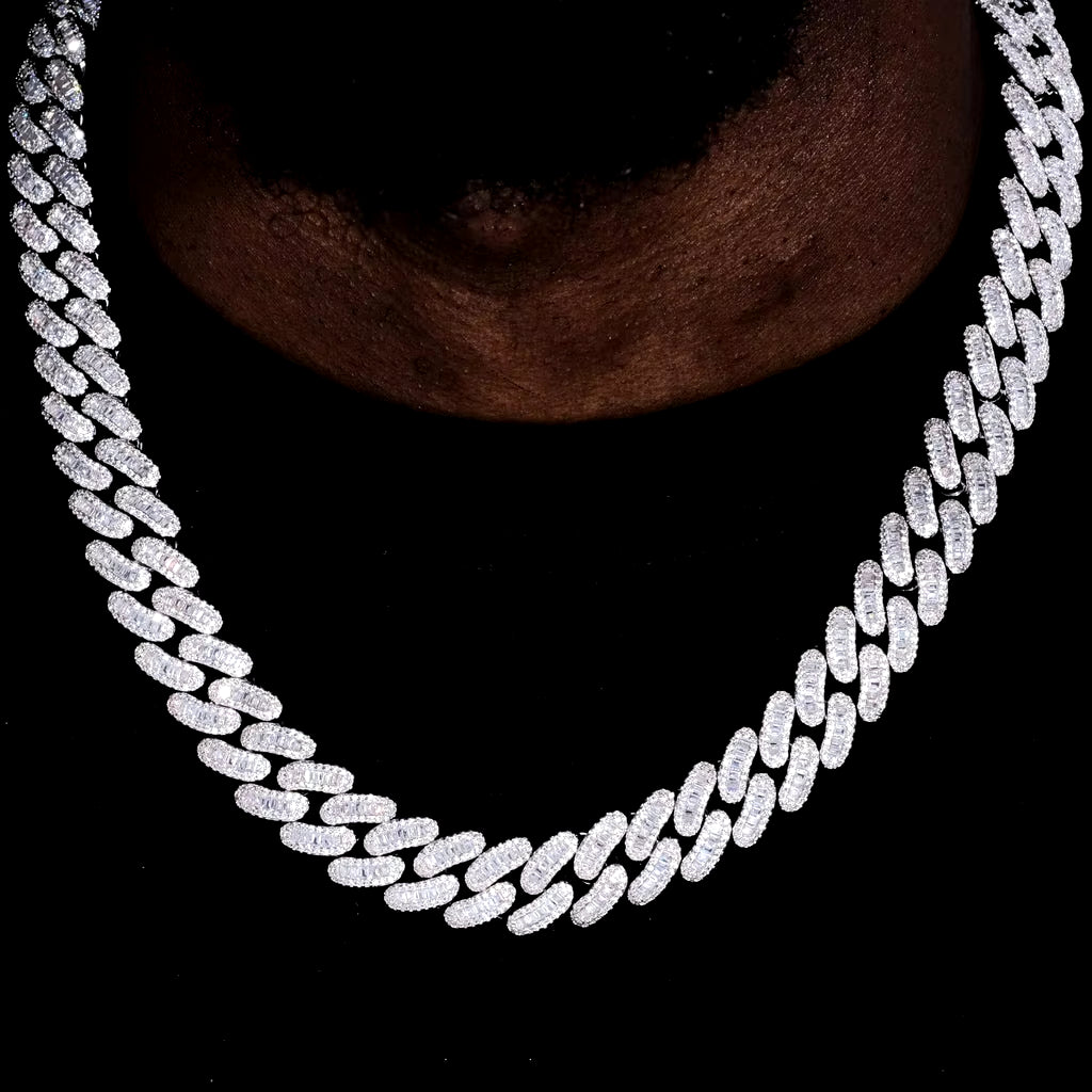 15Mm Zircon Cuban Link Chain Iced Out in Hand-Set Simulated Diamond Stones Bling Miami CZ Necklace Gift for Her/Him